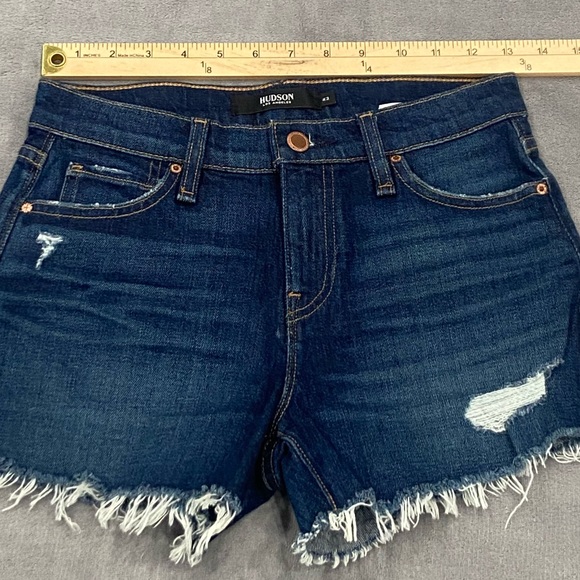 Hudson Jean Shorts Gemma Mid Rise Cut Off Womens Size 23 Dark Wash New With Tag - Picture 2 of 9
